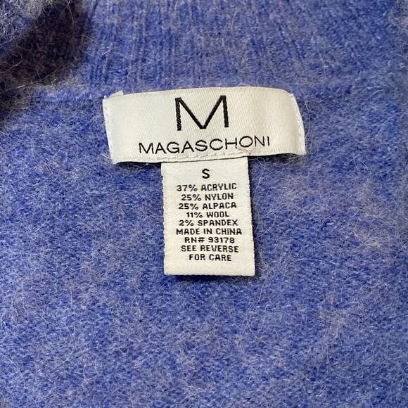 MAGASCHONI Womens S Inside Out V-Neck Long Sleeve Sweater Alpaca Wool Blend Blue - Picture 4 of 11